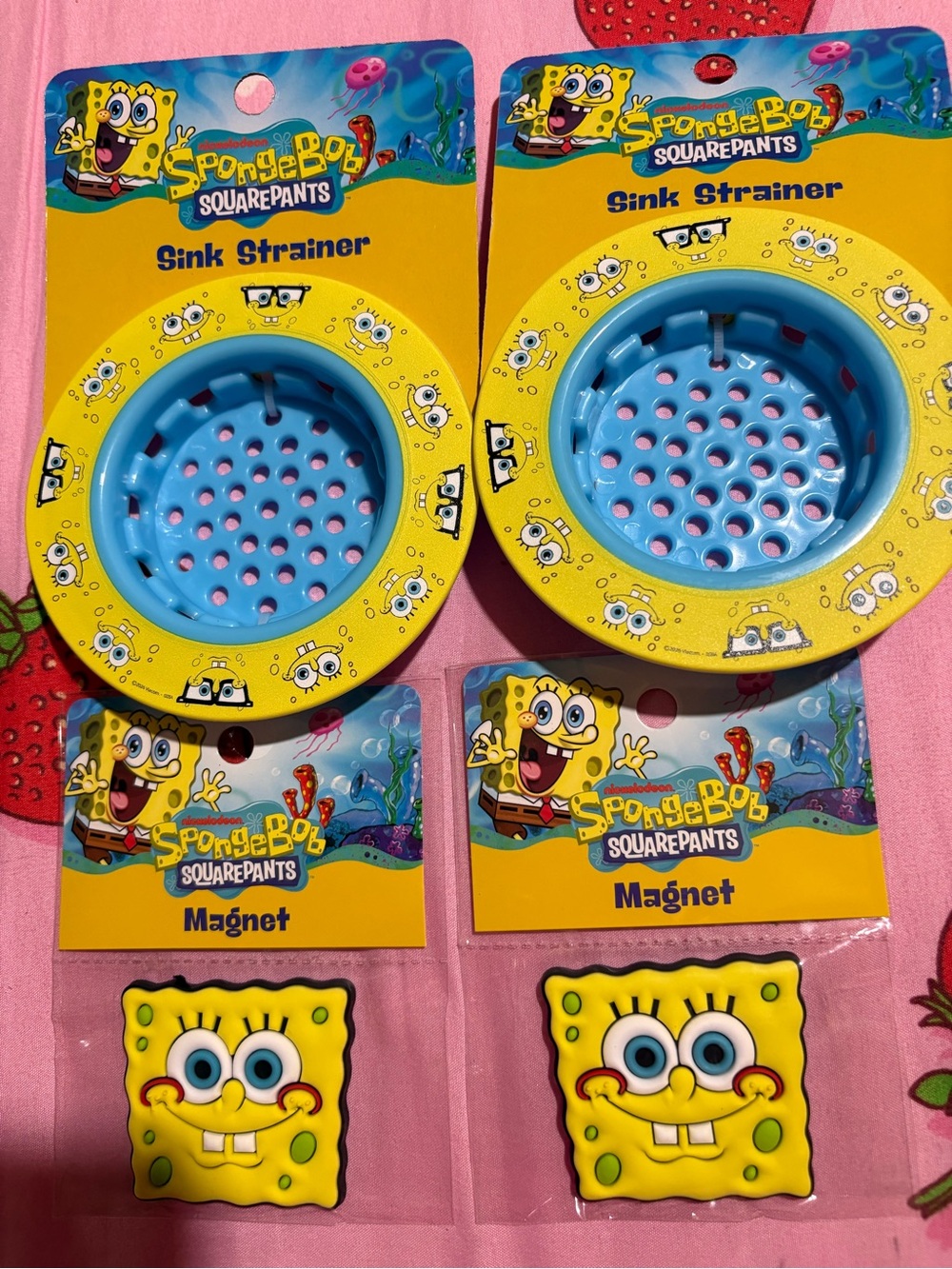 SpongeBob SquarePants Blue and Yellow Sink Strainer with SpongeBob Magnets